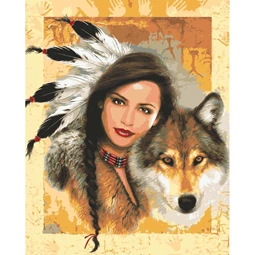 Indian Maiden with Wolf