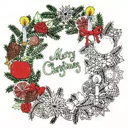 Zenbroidery Printed Fabric - Christmas Wreath