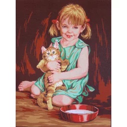 Girl and Kitten