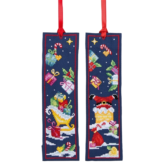 Santa and Sleigh Bookmarks Set of 2