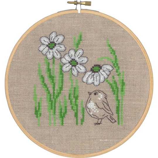 Bird and White Flowers