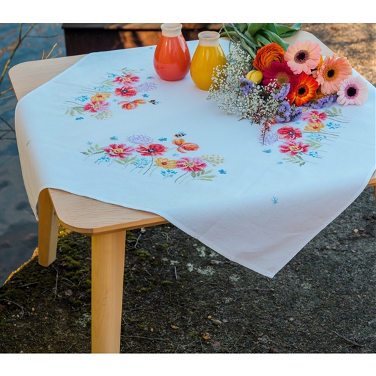 Poppies and Wildflowers Tablecloth