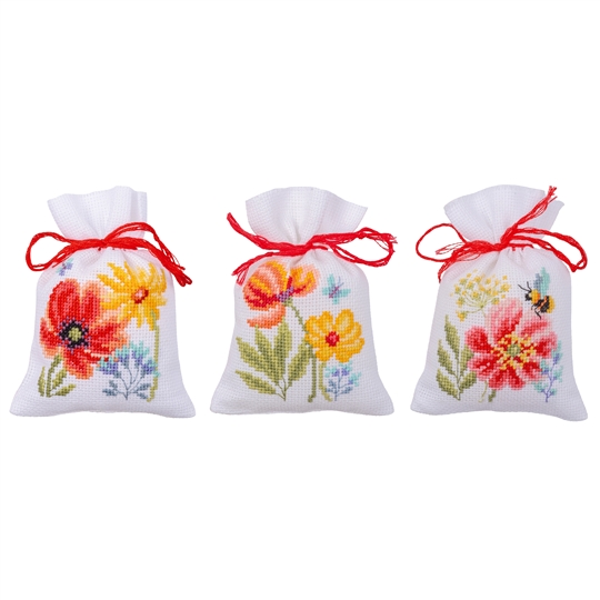 Poppies and Wildflowers Bags - set of 3